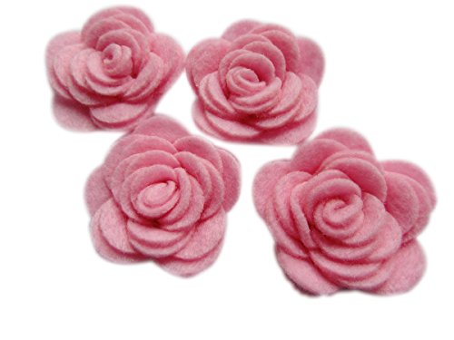 Image of YYCRAFT Pack of 20PCS Felt Rose 1.5 inch 4D Flower Applique /Bow-Pink