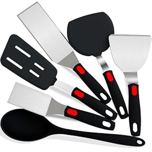 6-Pieces Silicone Spatula Turner Metal S...