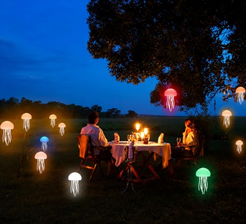 Image of Jellyfish Night Light, Rechargeable RGB Table Lamp with Warm Light & Color Changing Modes, USB Type-C Portable Bedside Lamp for Kids Bedroom, Home Decoration, Desk, Living Room & Gift