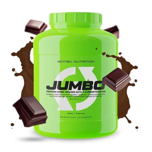 Scitec Nutrition Jumbo Bebida en polvo con carbohidratos, proteína y creatina, L-arginina, betaína, BioPerine®, con aminoácidos añadidos, 3,52 kg, Chocolate