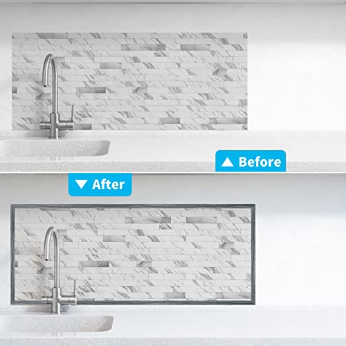 Image of Art3d 20 ft Outside Corner Trim, Peel and Stick for Tile Edge, Grey Oak
