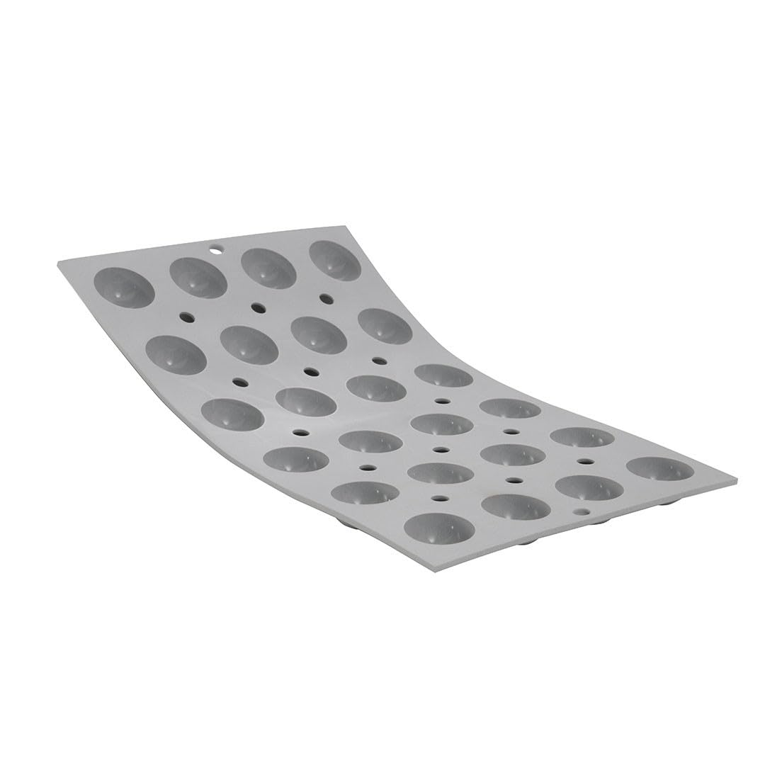 DE BUYER - Plaque de 24 Mini Demi-sphères ELASTOMOULE en Mousse de Silicone - 29 x 19,3 cm, diamètre 3 cm