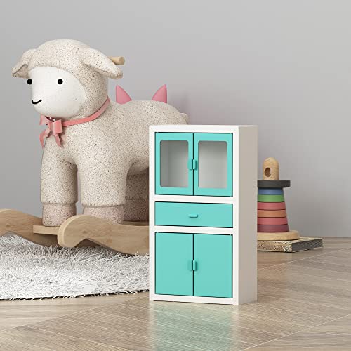 Miocasa Mini Metal Locker Collectible Furniture Glass Door Display Cabinet For Classroom, School, Home, Pink, 14.25" Tall X 7.91" X 3.98" #TOP1