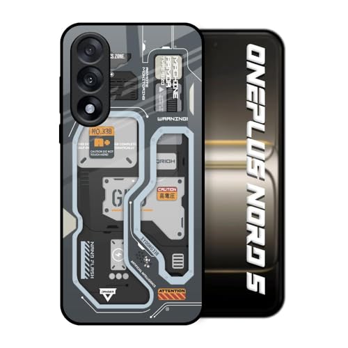 Image of Designer Tempered Glass Back Case Cover Compatible with OnePlus Nord 5 5G | Retro Futuristic