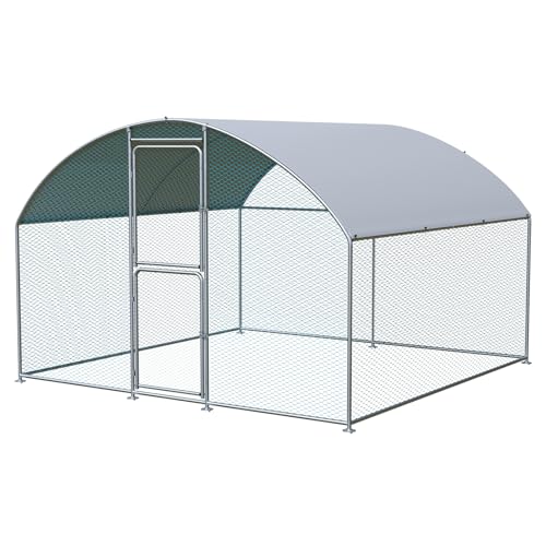 Airynee Large Chicken Coop, Chicken Coops for 10 Chickens, Chicken Runs for Yard with Water Poof & UV Resistance Cover, Dome Roof Chicken Coop Run with Double Lockable Doors for Outdoor Backyard