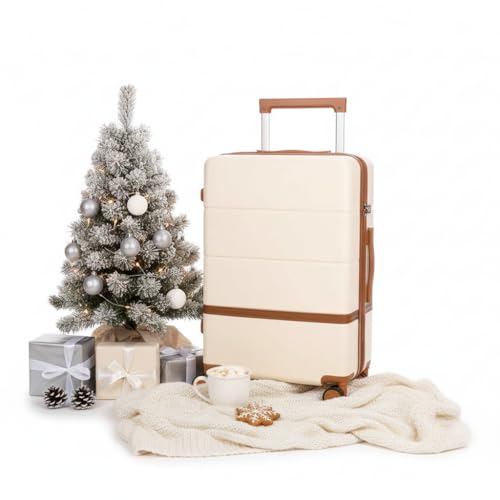 Image of 20 Inch Carry on Luggage, Hardside Suitcase with wheels Tsa Lock Hardshell Waterproof Travel Suitcases luggage for Women /Men /Family (White)