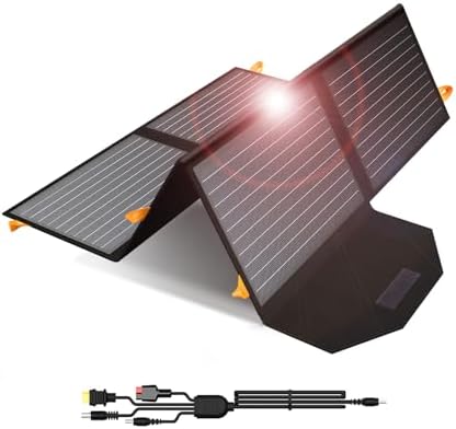 FlexSolar Kit de cargador de panel solar portátil plegable impermeable de 60W para camping, carga rápida USB A QC3.0 USB-C DC puertos para teléfonos celulares, laptop, estación de energía