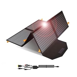 60W 19.8V Foldable Solar Panel Kit,Monocrystalline Solar Cell Solar Charger with USB Outputs and 4-in-1 Connector for Smartphones, Tablets, Laptops, and Power Stations