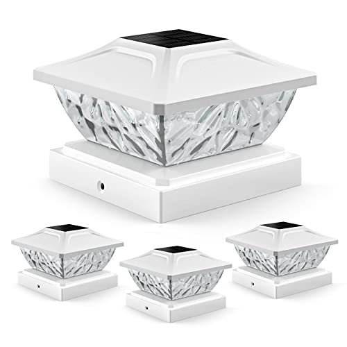 Solar Post Cap Lights for 4x4/4.5x4.5/5x5 Posts, 2 Mode Bright Outdoor Solar Deck Lights