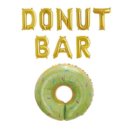 Image of ARV ZONE Donut Bar Letter Foil Balloon & Donut Balloon, Candy Birthday Party Decorations Girls Kids Birthday Baby Shower,Birthday Balloons, Donut theme birthday decorations (Donut 2nd)