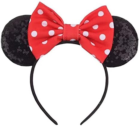 Diademas brillantes de orejas de Minnie para niñas y mujeres disfraz de princesa decoración de fiesta de cumpleaños viajes accesorios para el cabello