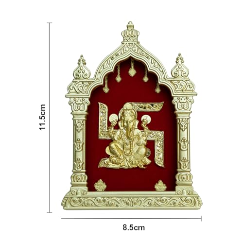 Image of EKA Temple Series Swastik Ganesha Table Top Premium Gold Foil Artwork with Metal Stand | Divine Lord Ganpati Inspired Spiritual Decor for Home, Office & Pooja Space | Auspicious Gift