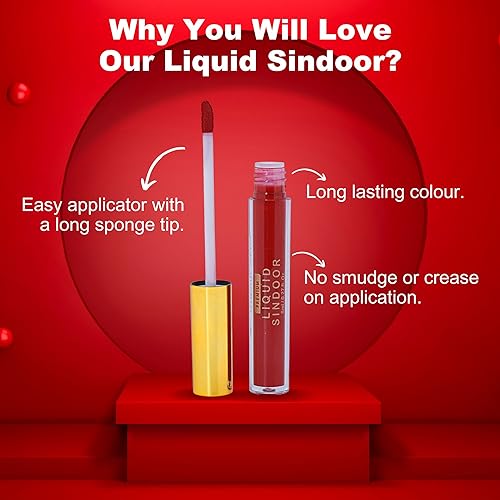 Organic Netra Liquid Sindoor, Kumkum, Waterproof Long lasting, Smudge Proof Sindoor, Pure and Natural Red Colour, Long lasting, Enriched with Natural and Organic Ingredients... - Image 4