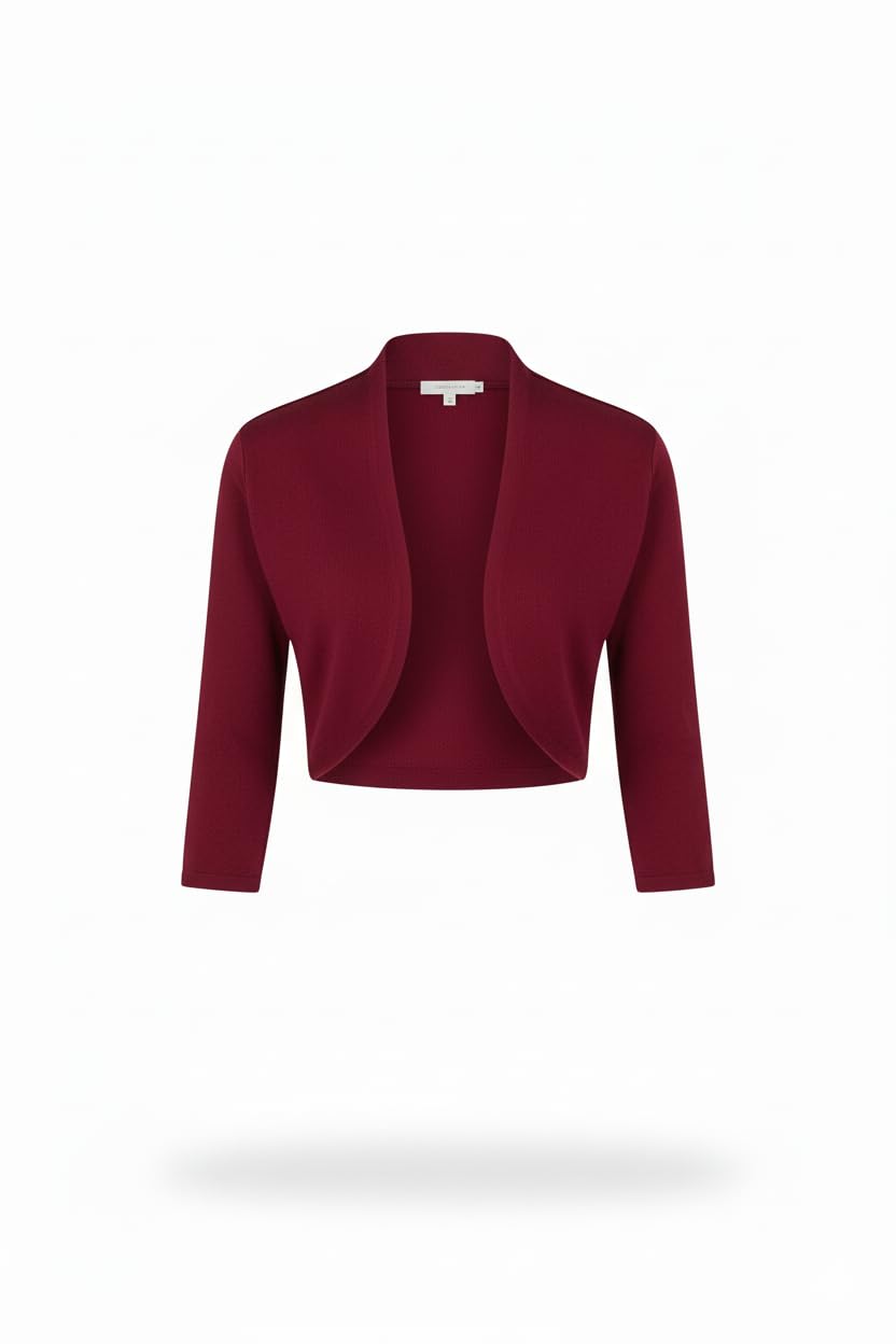 Yumi Women's Burgundy Knitted Bolero (Uk, Alpha, M, Regular, Regular, )