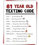 Amorista 61st Birthday Card Gifts for Women Men Him Her, Funny 61 Year Old Texting Code Card, Unique Humorous 61st Birthday Party Decoration for Mom Dad Friend Family
