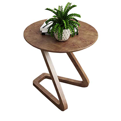 Telephone Table, Solid Wood Round Side Table/Telephone Rack,Save Space,Art Side Table,Bending Legs,2 Colors (Color:Walnut,Size:23.6223.6225.59in)