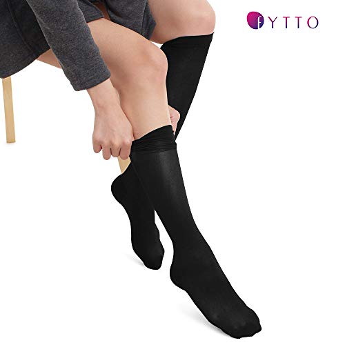 Fytto 1020 Women’s Compression Socks, Opaque 15-20mmHg Hosiery, Flight Stockings – Smooth-Knit Professional Support for Business & Travel, Classic Black, Medium - Thumbnail 5