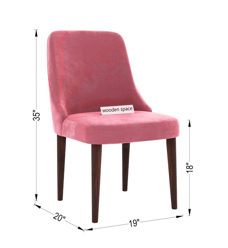 Image of WOODEN SPACE Dining Chair for Living Room Vintage Armchair with Rosewood and Holend Velvet for Living Room, Hotel, Restrorent and Home Decor - 20X19X35 Inch (Pink)
