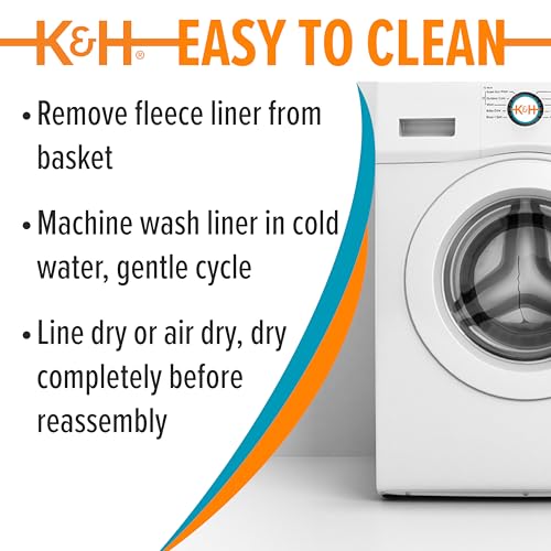 K&H Pet Products Fahrradkorb für Hunde, universelle Passform, für Katzen, Hunde, Haustiere, Fahrradkorb mit Vorderradhalterung im Lieferumfang enthalten, waschbares Futter, starker Metallkorb, 2