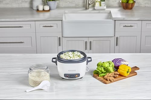 Image of BLACK+DECKER 16-Cup Rice Cooker, RC516, 8-Cup Uncooked Rice, Steaming Basket, Removable Non-Stick Bowl, One Touch