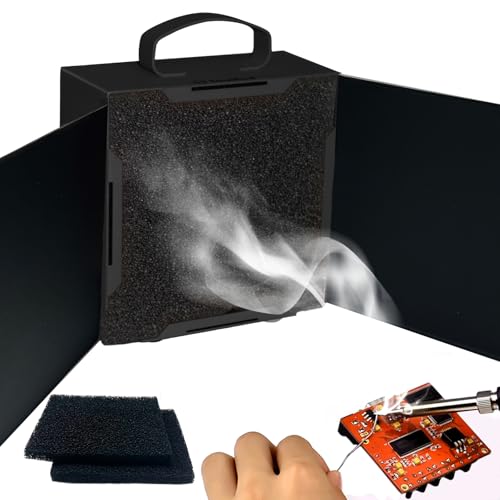 Upgraded ToolBud Solder Fume Extractor with Removable Magnetic Flaps | Portable, High-Efficiency Solder Smoke Absorber for Soldering, DIY, & Art | Compact Design for Clean Air (Black)