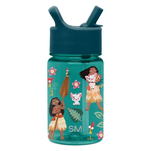 Image of Simple Modern Disney Moana Kids Water Bottle Plastic BPA-Free Tritan Cup with Leak Proof Straw Lid | Reusable and Durable for Toddlers, Girls | Summit Collection | 12oz, Moanas Village