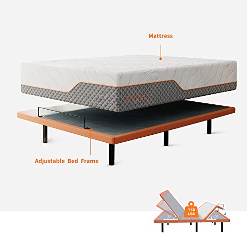 Image of ESHINE King Adjustable Bed Frame with 14 inch Mattress, Zero Gravity