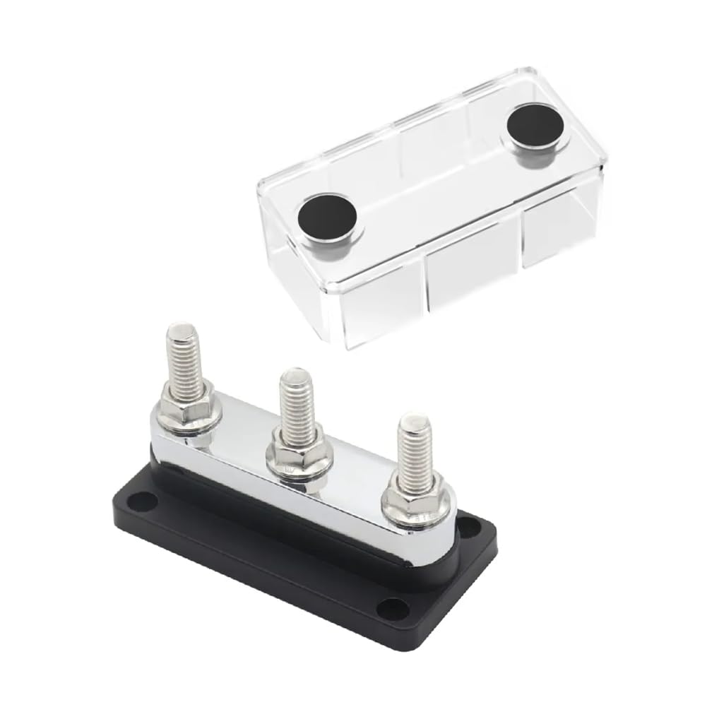 Sbarra Collettiva da 600 A, 3 Perni, Morsettiera In Rame Ad Alta Corrente M10 con Coperchio per Corrente Continua 12-48 V