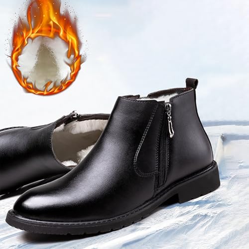 Men's Winter Wool-Lined Leather High-top Casual Dress Shoes, Premium Cowhide & Soft Wool Inside, Durable Anti-Slip Sole, Ideal for Casual Occasions2
