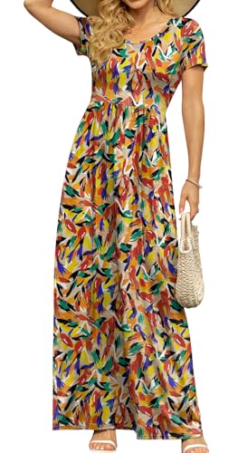DB MOON Womens 2026 Summer Maxi Dresses Casual Short Sleeve