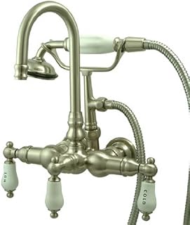 Kingston Brass CC9T8 Vintage Leg Tub Faucet with Hand Shower, Satin Nickel