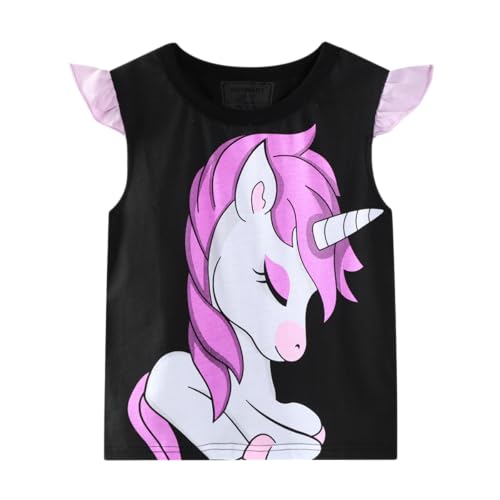 Image of Girls Short Sleeve Shirts Toddler Summer Top Kids Cotton Clothes 2-7 Years