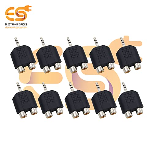 Image of Electronic Spices Single 3.5mm male to 2 RCA female dual splitter interface audio connector pack of 20pcs
