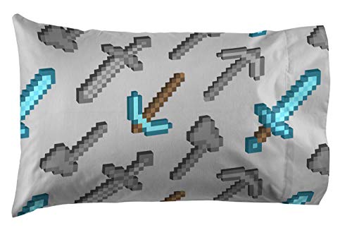 Image of Minecraft Creeper Full Comforter Set 5 Piece Kids Bedding for Boys, Blue | Zombie Steve, Bed in a Bag, Comforter Sheets Pillowcases, Official Product, Soft Microfiber, Machine Washable, Boys Gift