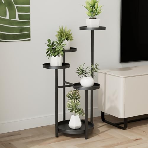 Étagère à fleurs en métal noir inoxydable support d'angle stable - 2