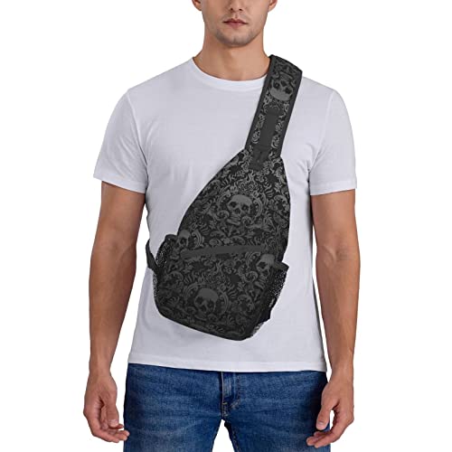 Mochila deportiva negra con diseño gótico skull miniatura 7