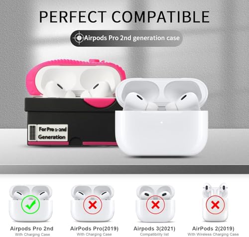 Image of Gedicht for Apple AirPods Pro 2nd Generation Case,Cute Cartoon Shoe Box Soft Silicone Protective Cases for AirPods Pro 2 Case with Keychain for Women Men, A-Red+Rose red,2Pack