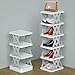 PHUNIGEEFT Shoe Rack, 6 Tier Small Shoe Organizer Without Assembly, Foldable Shoe Rack for Entryway, Front Door Entrance, Bedroom, Small Spaces, White