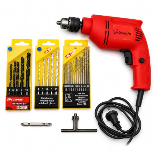 Image of Delivery Pax 500W Electric Drill for Wall Drilling | Reversible Corded Power Drill for Home Use | Concrete, Wood & Metal Drilling