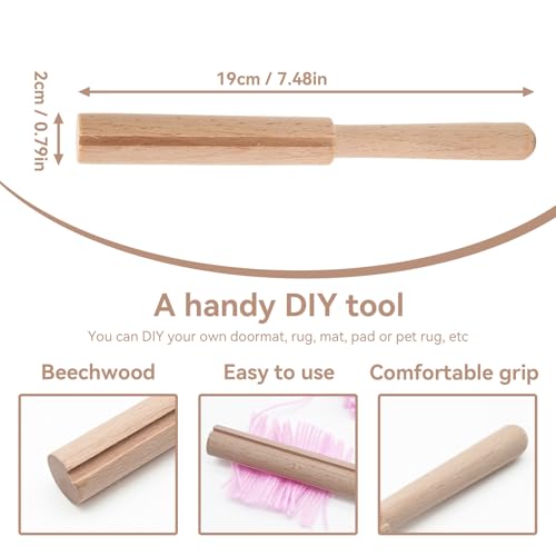 Image of Yarn Cutter Tool, Handcraft Wooden Hook Tool Latch Yarn Cutter DIY Latch Hook Tool for Tapestry Carpet Rug Making DIY Embroidery Crafts