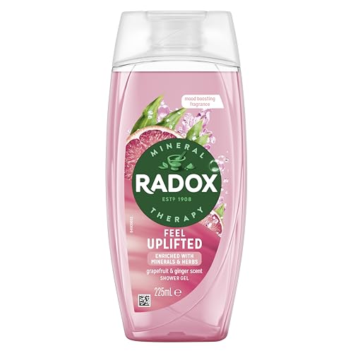 Radox Mineral Therapy Feel Uplifted Body Wash Shower Gel uniquely blended with herbs, minerals, and a grapefruit & ginger fragrance for an uplifting experience 225 ml, Pack of 6