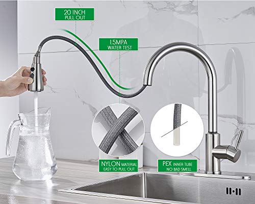 Ougoo Touch On Kitchen Faucets With Pull Down Sprayer, Sensor Faucets For Kitchen Sinks, Touch Activated Faucet,304 Stainless Steel, Brushed #TOP4