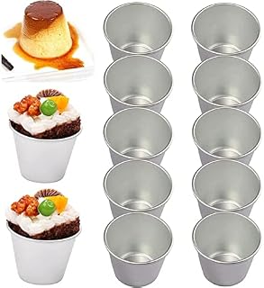 Symphonyw Pudding Moulds, 10pcs Aluminum Muffin Tin Dariole Moulds Nonstick Mini Baking Cups Basins Egg Tart Cupcake Molds