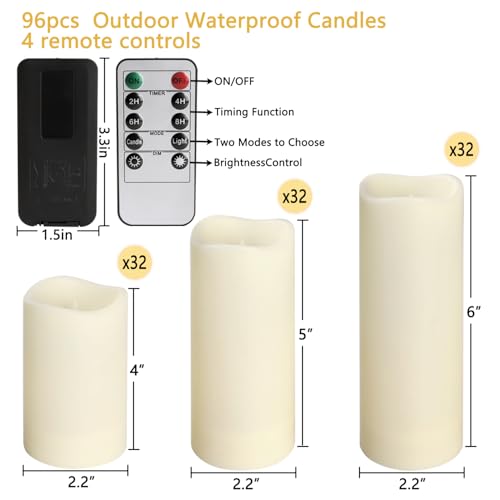 Image of 96-Pack LED Flameless Candles with Remote Control - Perfect for Home, Parties, and Special Occasions - Create a Magical Ambiance Effortlessly(Three Sizes)