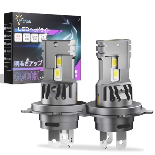 ORALUCE H4 LED ヘッドライト 車検対応 爆光 Hi/Lo切替 30W*2 14000lm 高輝度CSPチップ搭載 6500K ホワイト 純正サイズ 簡単取付 led h4 バルブ IP68防水&防塵 DC12V-24V 高速回転冷却ファン内蔵 5年保証 長寿命 2個セット