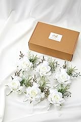 6pcs White Boutonnieres