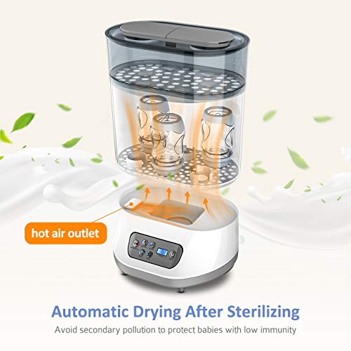 OMORC Baby Bottle Sterili-zer and Dryer 550W, Baby Milk Warmer, Electric Steam Sterili-zer with LCD Display, Auto Power-Off, 5-in-1 Multifunctional for Sterili-zing, Drying, Warming Milk, Heating - Thumbnail 2