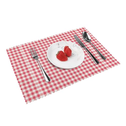 Set de Table, Sets de Table Sets de Table imperméables antidérapants résistants à la Chaleur lavables Sets de Table 4 pièces Petits Carreaux de Buffle à...