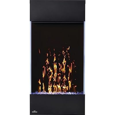 Napoleon Allure Vertical Series 32 Wall Mount Electric Fireplace - Multi-Color Flames with Large Crystal Cubes and Natural Looking Driftwood Logs - NEFVC32H