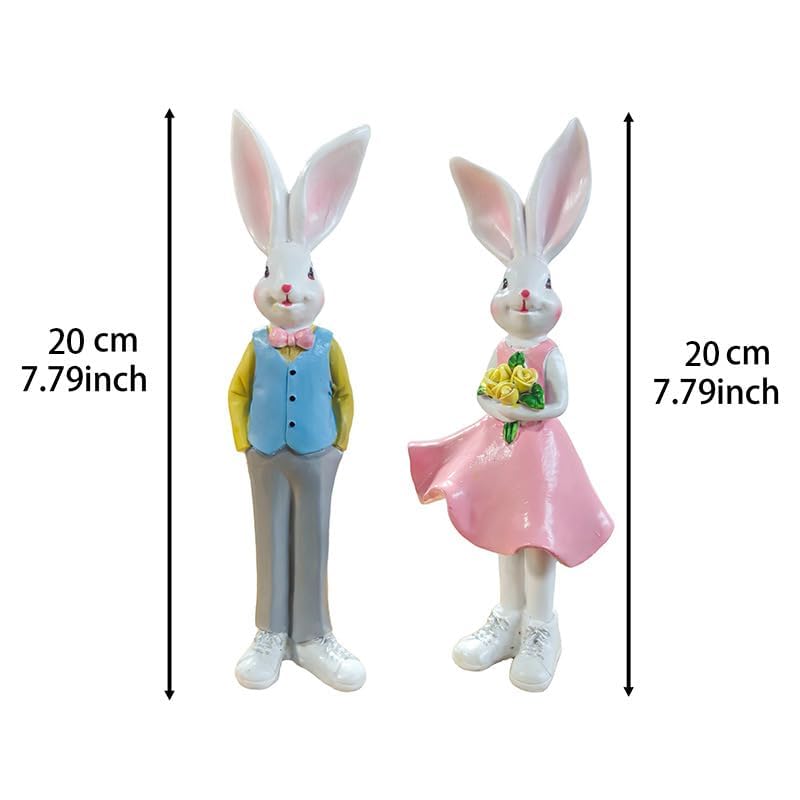 Easter Bunny Couple Figurines Resin Collectible Statue Home Desktop Ornament... - Image 3